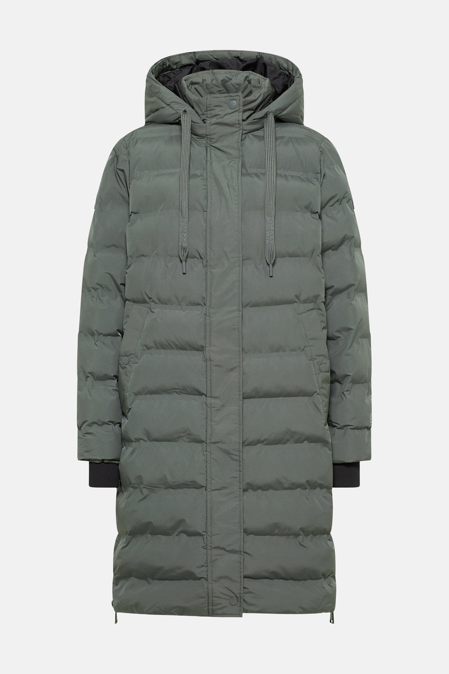 Veste longue verte de CECIL, avec capuche et cordon de serrage assortis.