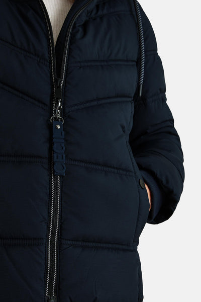 Kort marineblauw jack van CECIL met ritssluiting en zijzakken.