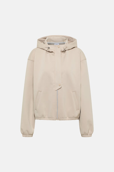 Beige gilet van CECIL, met een capuchon en een zilveren ritssluiting aan de voorkant.