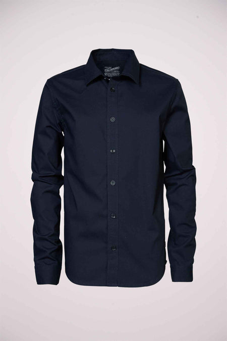Blauwe blouse met lange mouwen van Petrol Industries®, met knoopsluiting aan de voorkant.
