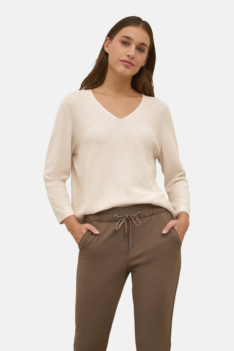 Trui met V-hals Beige - Cecil
