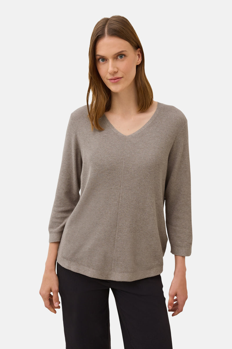 Pull à col en V - brun