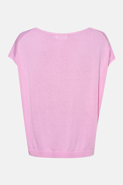 Pull ras du cou rose de CECIL, en tricot fin, présenté de dos.