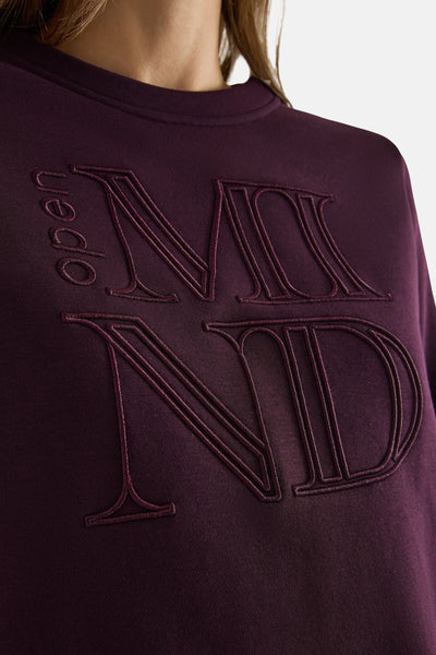 Mauve sweater van CECIL met toon-op-toon borduurwerk, ronde hals detail.