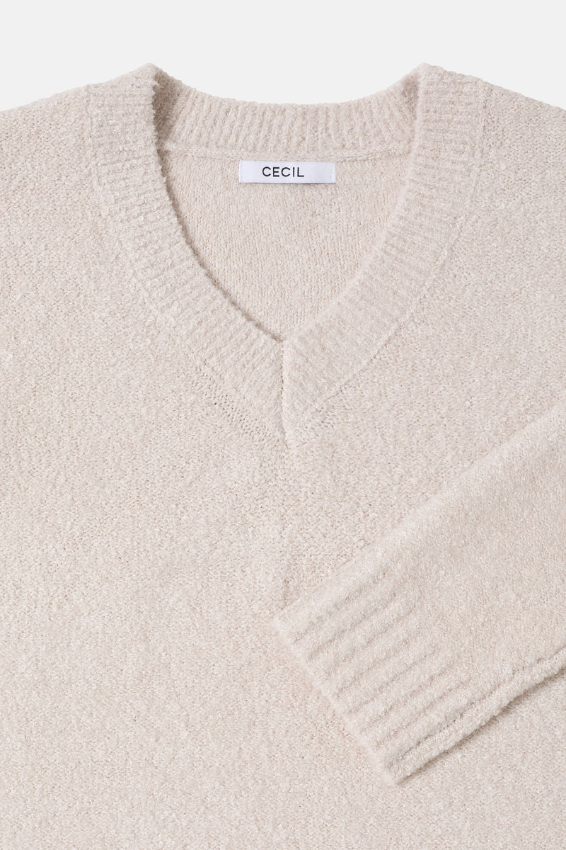 Trui met V-hals beige - CECIL