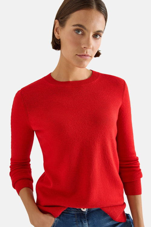 Pull à col rond - rouge
