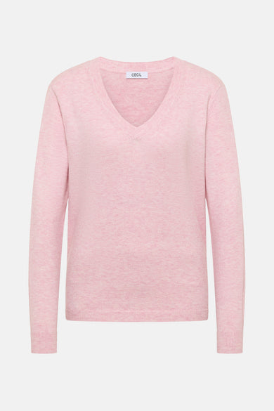Pull met V-hals - roze