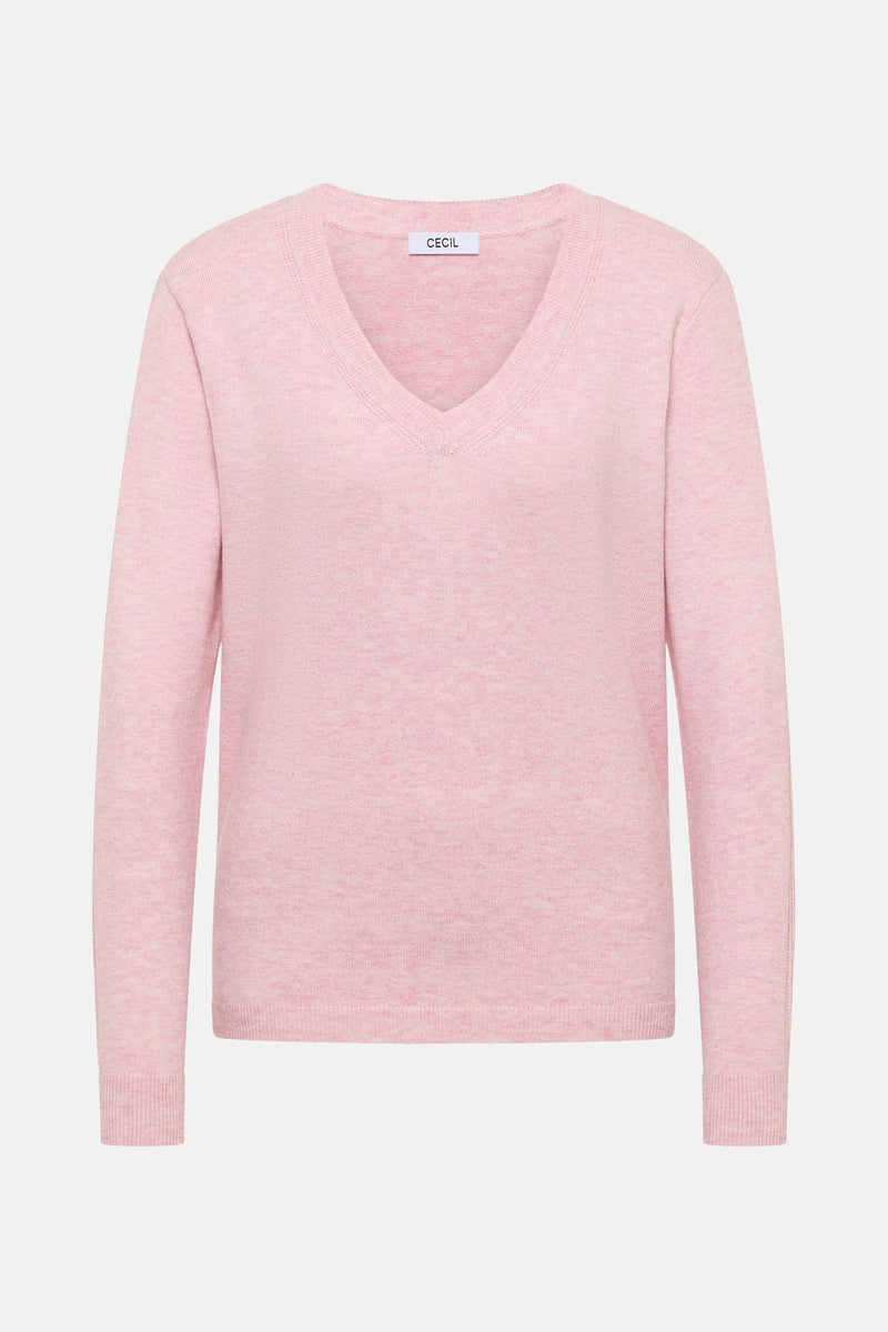 Pull met V-hals - roze