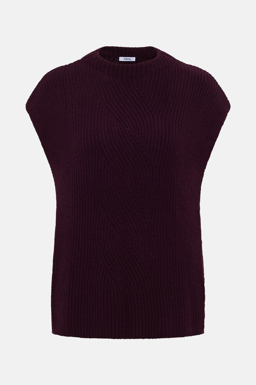 Paars hemdje van CECIL, in geribbelde tricot met subtiel golvend textuurpatroon.