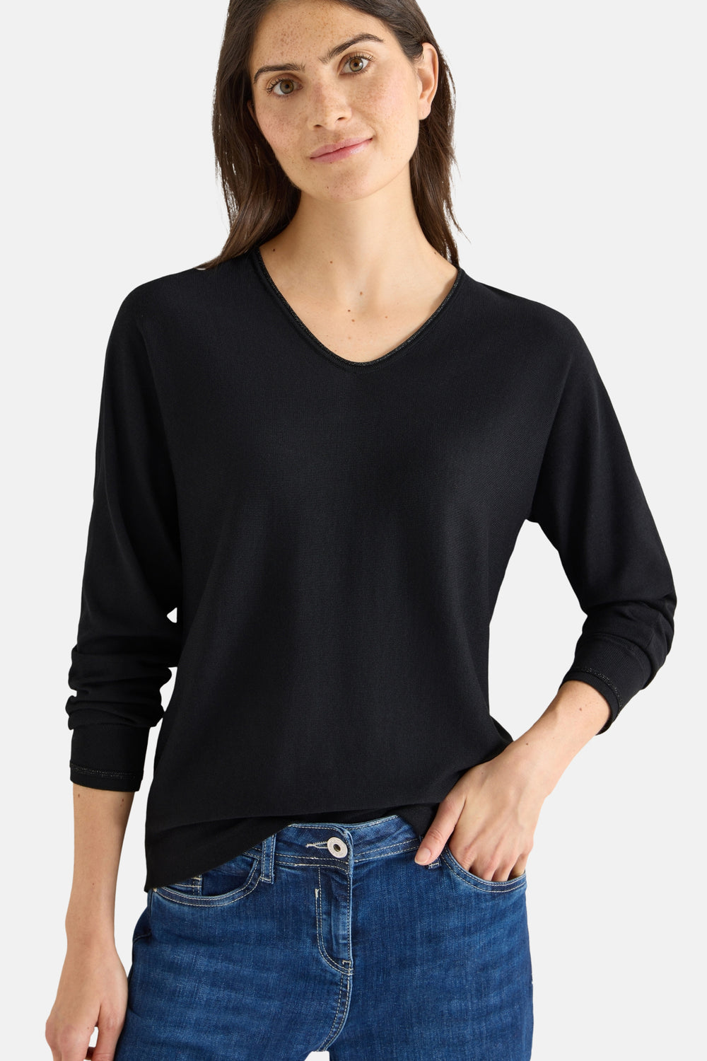 Pull met ronde hals - zwart