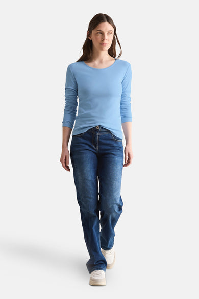 Top uni manches longues bleu - CECIL