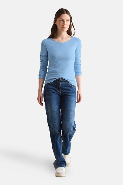 Top uni manches longues Bleu - CECIL