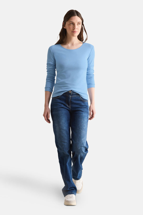 Top uni manches longues Bleu - CECIL