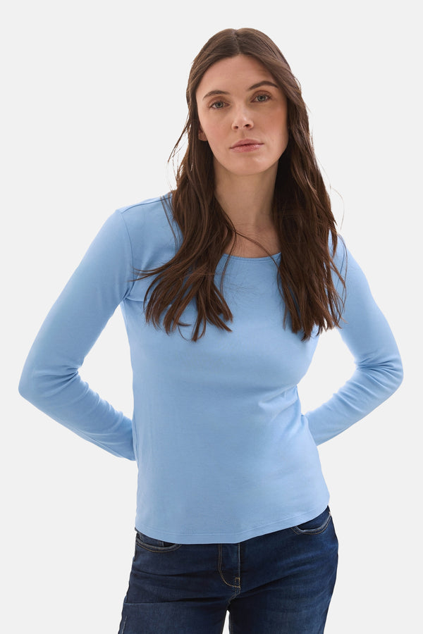 Top uni manches longues Bleu - CECIL