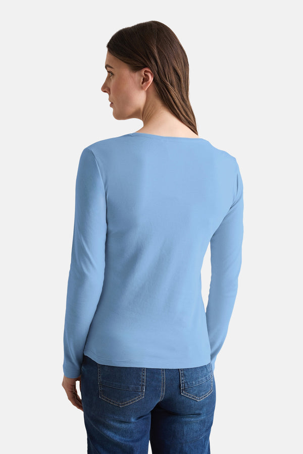 Top uni manches longues Bleu - CECIL