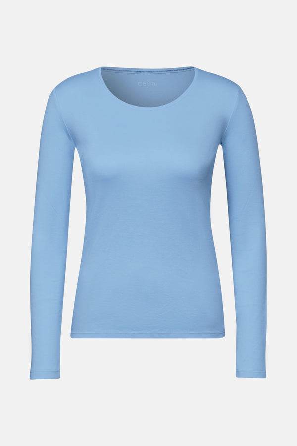 Top uni manches longues Bleu - CECIL