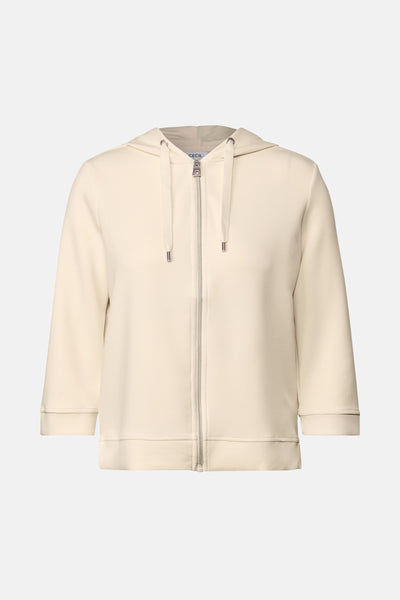 Beige capuchonvest van CECIL, met ritssluiting en driekwartmouwen.