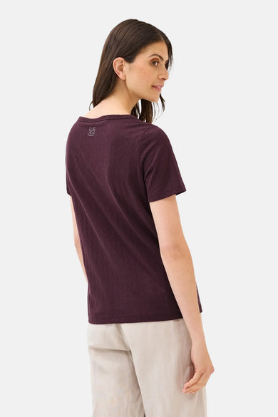 Bordeaux T-shirt met korte mouwen van CECIL, met discreet logo op de rug.