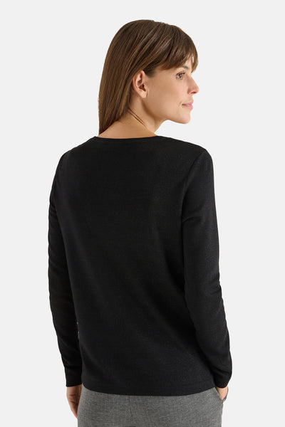 T-shirt noir à manches longues de CECIL, coupe droite, vu de dos.