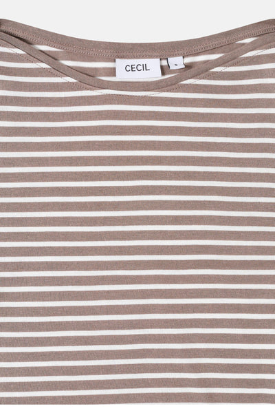 Taupe gestreept T-shirt met lange mouwen van CECIL.
