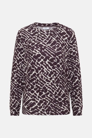 Multikleurig T-shirt met lange mouwen van CECIL, met een tweekleurig all-over abstract patroon.