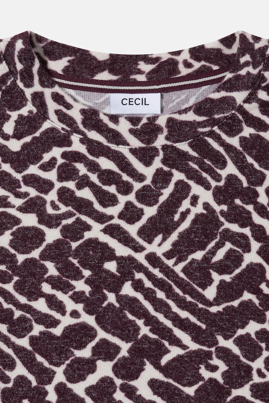 CECIL bedrukt T-shirt met lange mouwen en een bruin en wit abstract patroon.