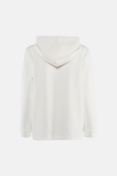 Witte hoodie van CECIL, met capuchon en lange mouwen, achterzicht.
