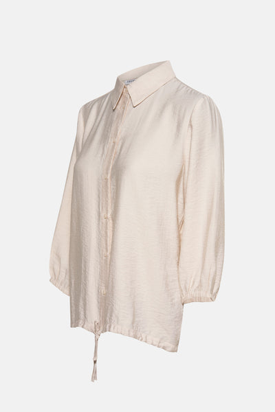 Beige blouse met lange mouwen van CECIL, met knoopsluiting en klassieke kraag.