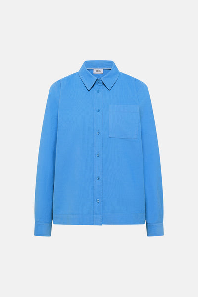 Blauw overhemd met lange mouwen van CECIL, met borstzak en knoopsluiting.