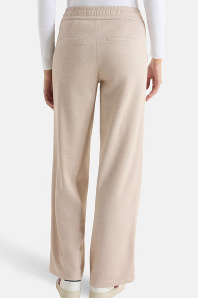 Pantalon de costume beige de CECIL, coupe ample avec poches arrière et détails de cordon à la taille.