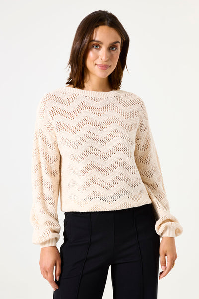 Trui met ronde hals Ecru - GARCIA