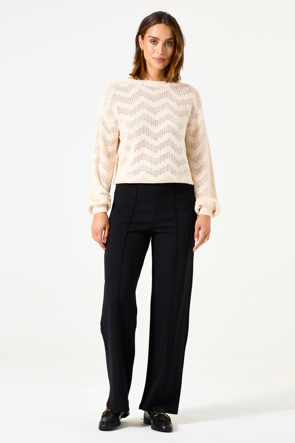 Trui met ronde hals Ecru - GARCIA
