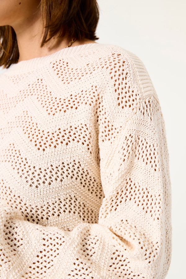 Pull col rond Écru - GARCIA