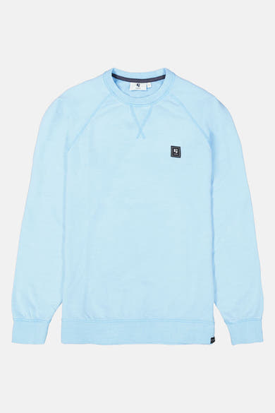 Turquoise ronde hals sweatshirt van GARCIA, met logo op de voorkant en geribbelde afwerkingen.