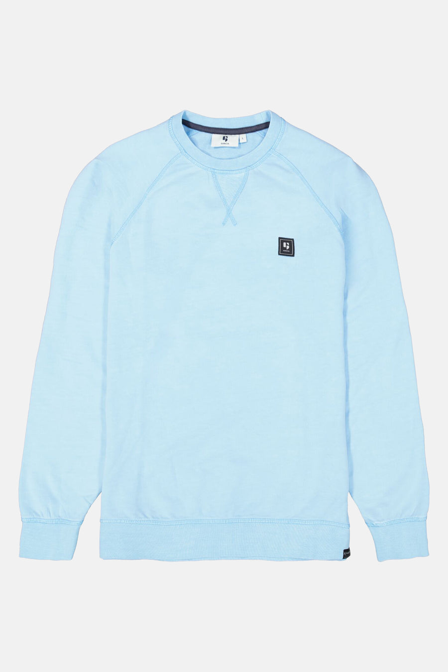 Turquoise ronde hals sweatshirt van GARCIA, met logo op de voorkant en geribbelde afwerkingen.
