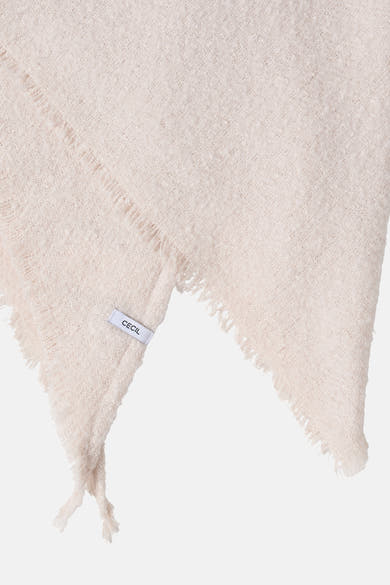 Beige sjaal van CECIL, met decoratieve franjes en een zachte, pluizige textuur.
