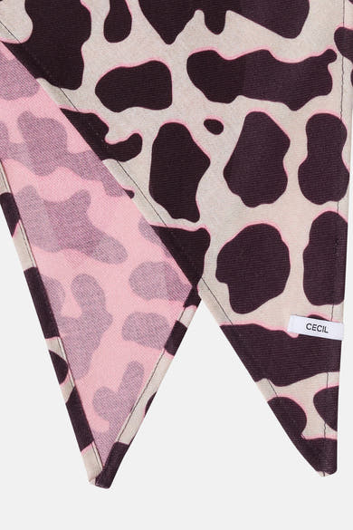 Foulard multicolore de CECIL avec un motif animalier et des bordures roses.