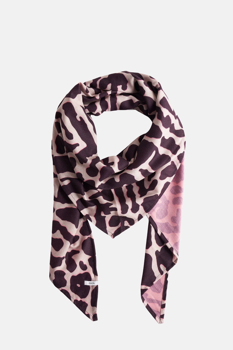Multikleuren sjaal van CECIL met gespikkeld patroon en roze detail aan één kant.