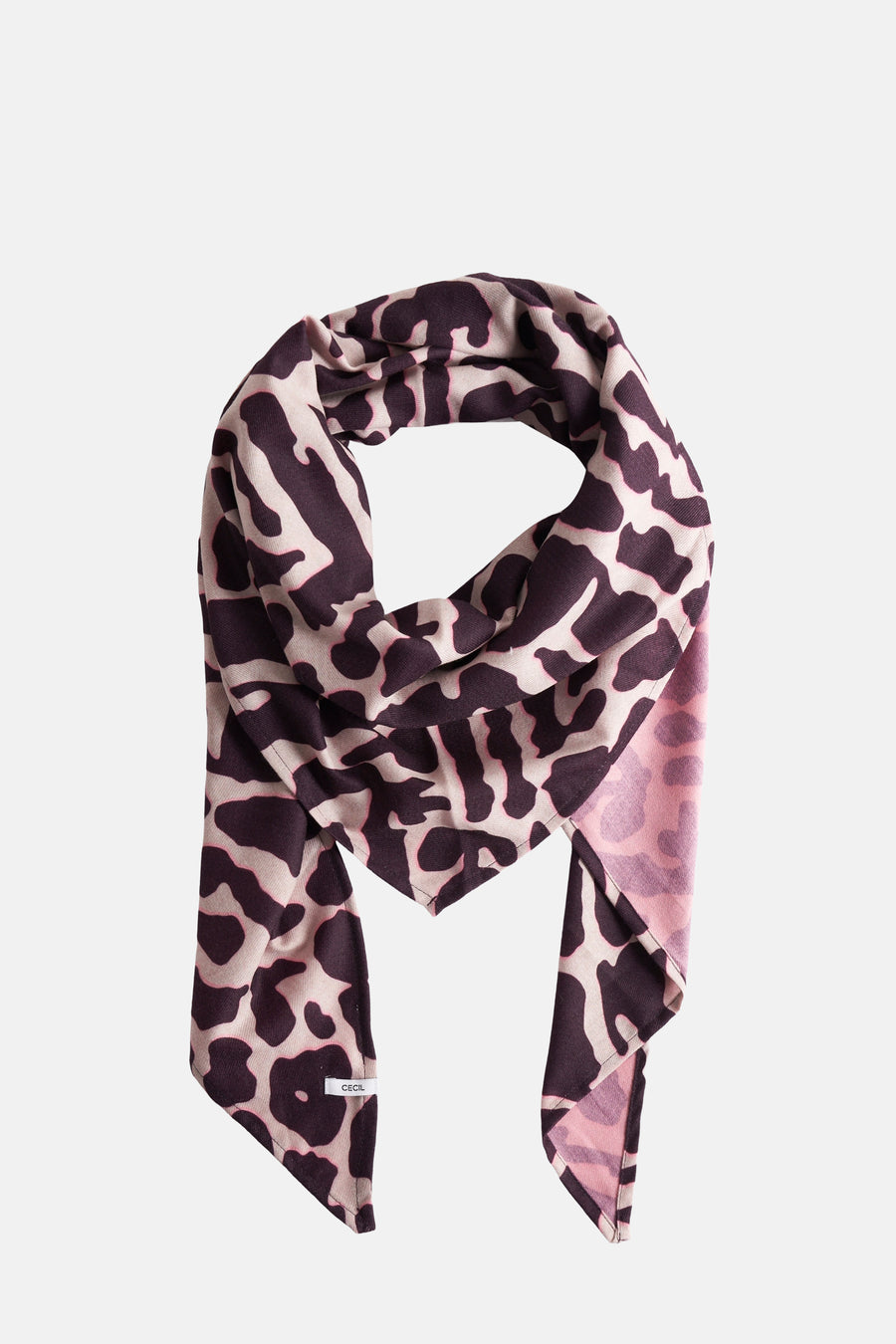 Foulard multicolore de CECIL avec motif tacheté et détail rose sur un côté.
