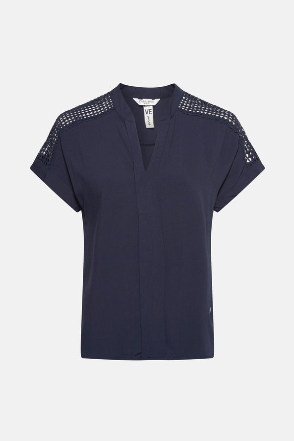 Blouse (korte mouwen) Blauw - ZABAIONE