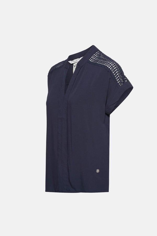 Blouse (korte mouwen) Blauw - ZABAIONE