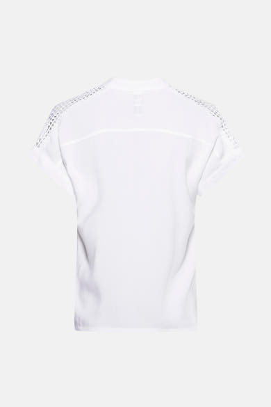 Wit blouse met korte mouwen van Zabaione, met kanten inzetstuk op de schouders.