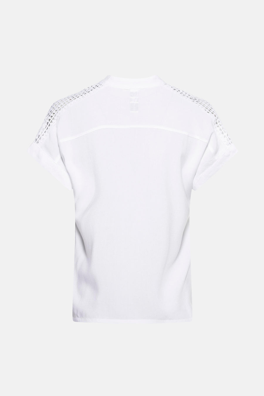 Wit blouse met korte mouwen van Zabaione, met kanten inzetstuk op de schouders.