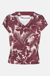 Multikleurig blouse met korte mouwen van AMELIE ET AMELIE met exotische bladprint.