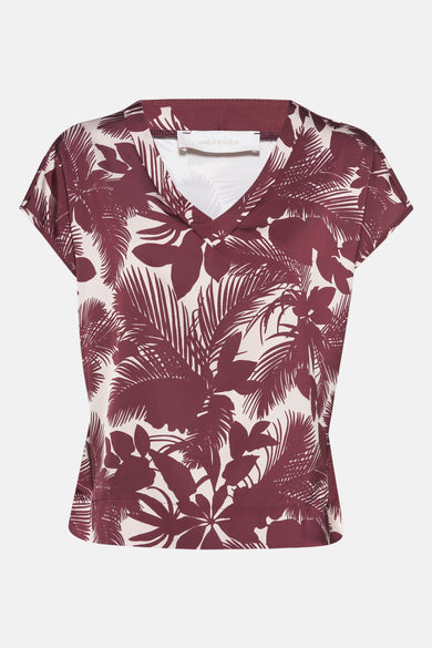 Blouse à manches courtes multicolore de AMELIE ET AMELIE avec imprimé feuillage exotique.