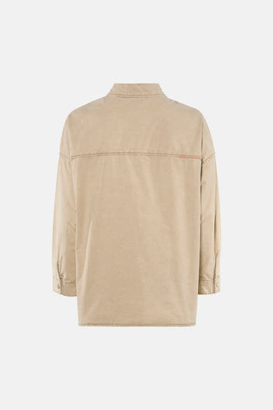 Chemise beige à manches longues par ADORE, avec une coupe décontractée et détails de couture ton sur ton.