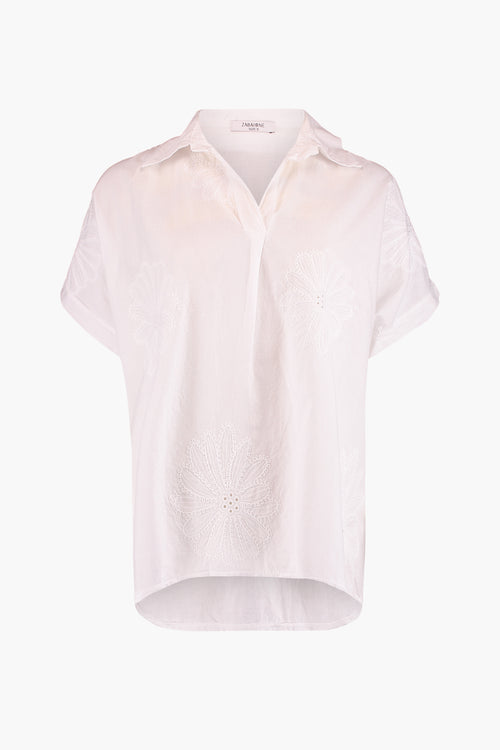 Blouse (korte mouwen) Wit - ZABAIONE