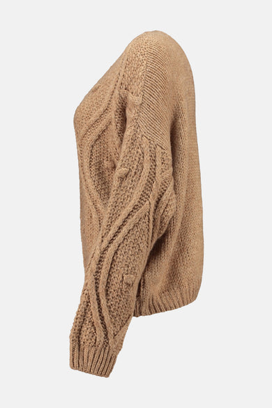 Pull met V-hals - cognac