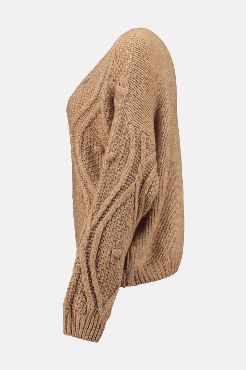 Pull met V-hals - cognac