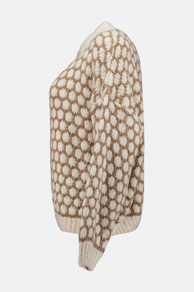 Pull à col rond multicolore de ZABAIONE, avec un motif géométrique texturé en maille.